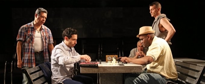 Shawn Randall in Fishmen at INTAR Theater, wide stage view